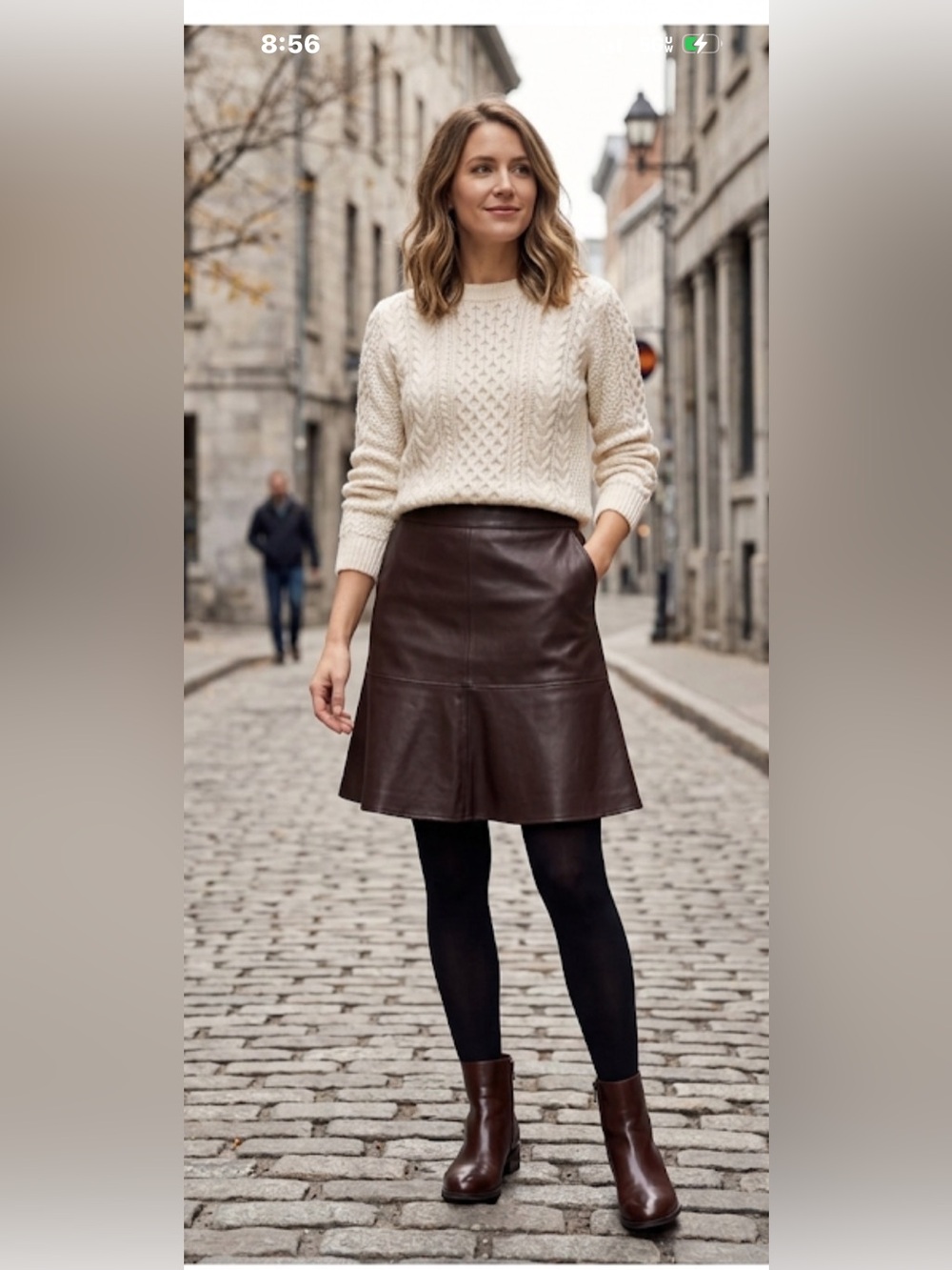Liz Claiborne Faux Leather A-Line Skirt in Deep Brown 204